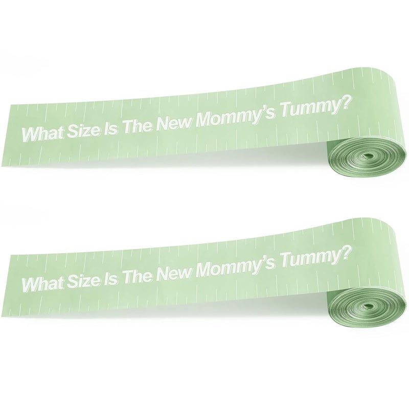 Sratte 2 Rolls 2 Inch x 150 Feet Baby Shower Measuring Tape Tummy Measure Belly Game Paper Belly Measuring Tape for Baby Shower Party Decorations Supplies(Green) - Image 1